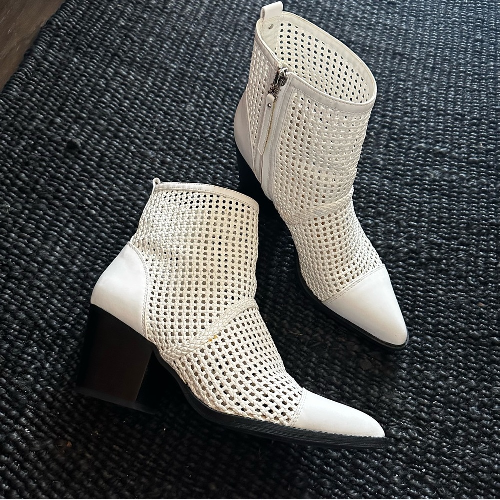 Sam Edelman White Ankle Boots